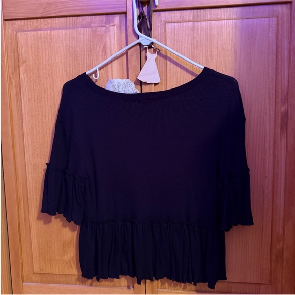 Altar'd State Black Ruffle Top - Picture 2 of 3